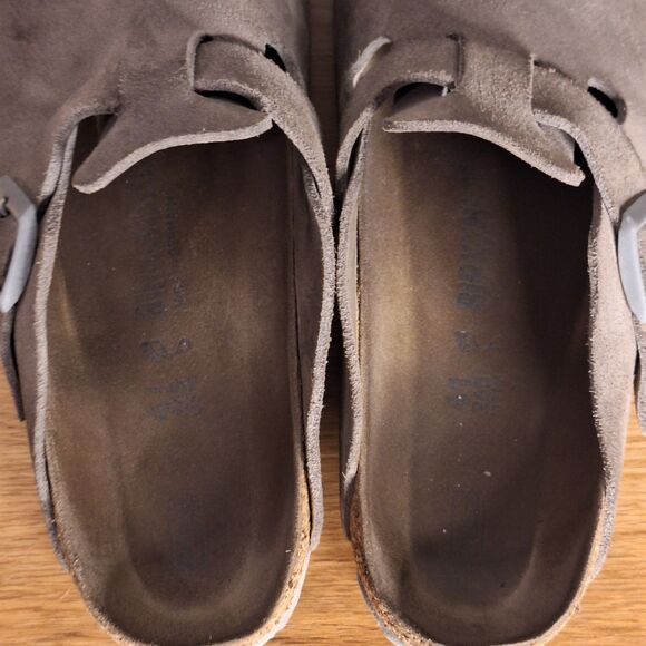 Birkenstock Boston Unisex 41 EU Taupe Suede Clogs Slip On Comfort Shoes - Picture 12 of 16